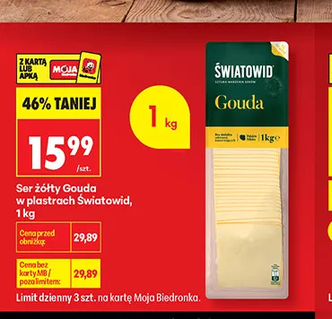 Ser żółty Gouda w plastrach Światowid promocja w Biedronka
