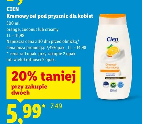 Kremowy żel pod prysznic dla kobiet creamy promocja w Lidl