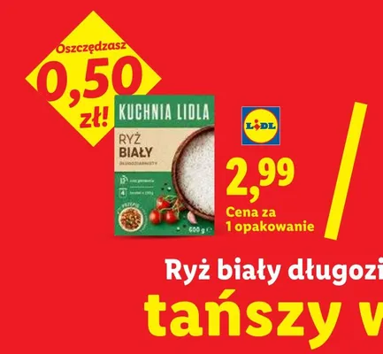 Ryż z biały długoziarnisty, 600g promocja w Lidl