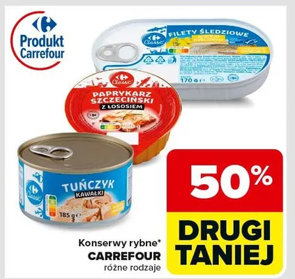Konserwy rybne różne rodzaje promocja w Carrefour