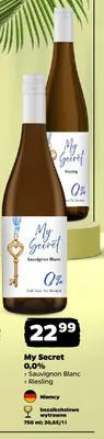 Wino bezalkoholowe My Secret Sauvignon Blanc promocja w Netto