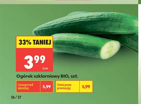 Ogórek szklarniowy BIO promocja w Biedronka