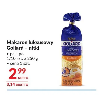 Makaron luksusowy Goliard nitki promocja w Makro