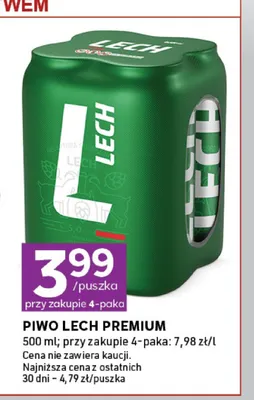 Piwo Lech Premium 4-pak 500ml promocja w Stokrotka
