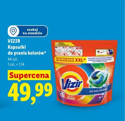 Kapsułki do prania kolorów Vizir All-in-1 Pods XXL promocja w Lidl