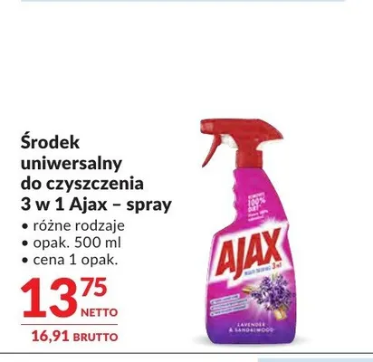 Środek uniwersalny do czyszczenia 3 w 1 Ajax spray promocja w Makro