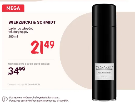 Lakier do włosów Wierzbicki & Schmidt teksturyzujący promocja w Rossmann