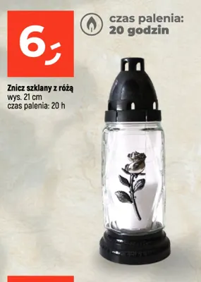 Znicz szklany z różą promocja w Dealz