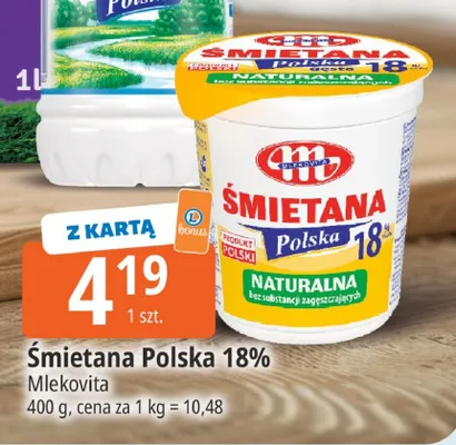 Śmietana Polska 18% Mlekovita promocja w Leclerc