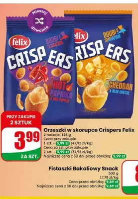 Orzeszki w skorupce Crispers Felix promocja w Dino