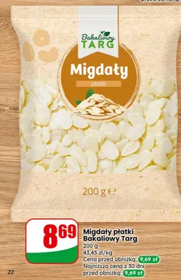 Migdały płatki Bakaliowy Targ promocja w Dino