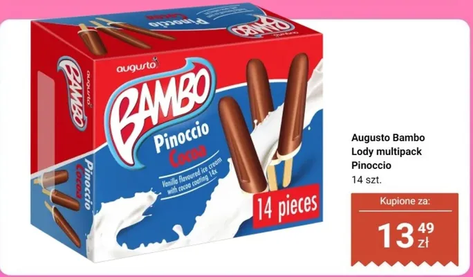 Lody multipack Pinoccio Augusto Bambo promocja w Dino