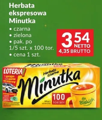Herbata ekspresowa Minutka czarna promocja w Makro