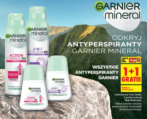 Antyperspiranty Garnier 1+1 gratis promocja w Biedronka