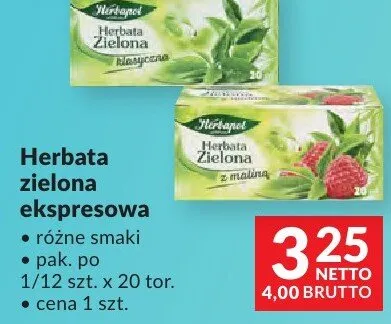 Herbata zielona ekspresowa Herbapol różne smaki pak. po 1/12 szt. x 20 tor. promocja w Makro