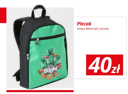Plecak z motywem Minecraft z przodu promocja w KiK
