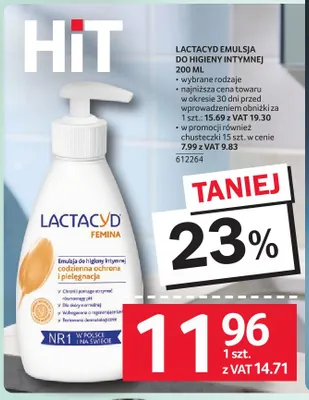 Chusteczki do higieny intymnej Lactacyd promocja w Selgros