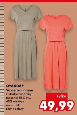 Sukienka lniana z elastyczną talią OYANDA promocja w Kaufland