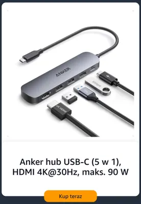 Hub USB-C Anker 5 w 1 promocja w Amazon