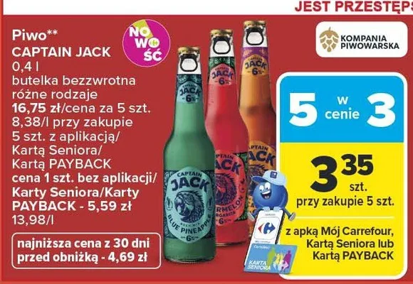 Piwo Captain Jack promocja w Carrefour