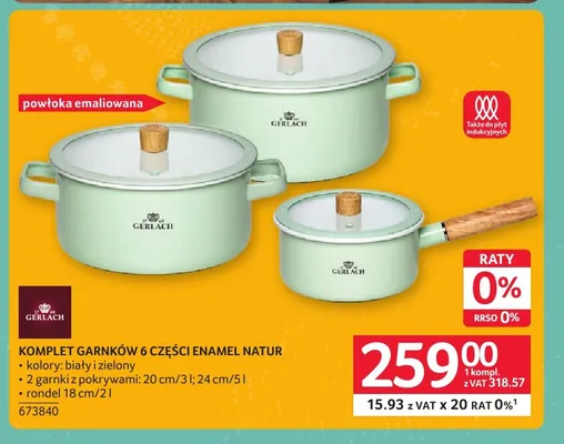 Komplet garnków 6 części Enamel Natur Gerlach promocja w Selgros