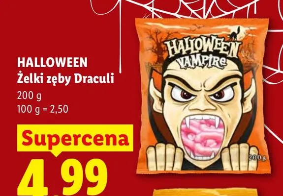 Żelki zęby Draculi Halloween promocja w Lidl