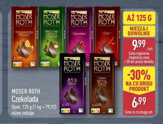 Czekolada Moser Roth 85% Kakao promocja w Aldi