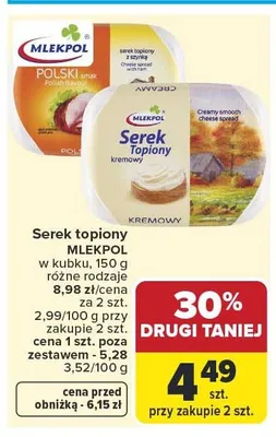 Serek topiony Mlekpol promocja w Carrefour Market