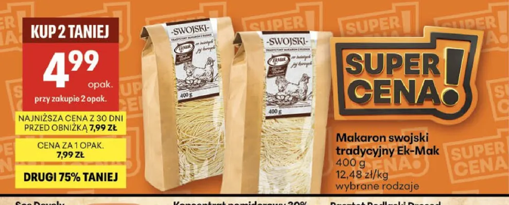 Makaron swojski tradycyjny Ek-Mak promocja w Delikatesy Centrum