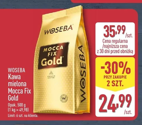Kawa mielona WOSEBA Mocca Fix Gold promocja w Aldi