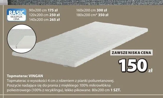 Topmaterac Vingan 80x200 cm promocja w Jysk