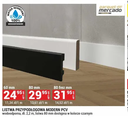 Listwa przypodłogowa Modern PCV Parquet Mercado 80 mm promocja w Merkury Market