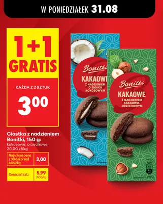 Ciastka z nadzieniem orzechowym Bonitki promocja w Biedronka