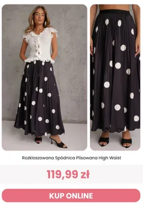 Spódnica rozkloszowana plisowana High Waist Renee promocja w Renee
