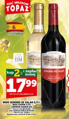 Wino białe Señorío de Valán słodkie promocja w TOPAZ