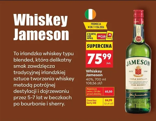 Whiskey Jameson, 700 ml promocja w Biedronka
