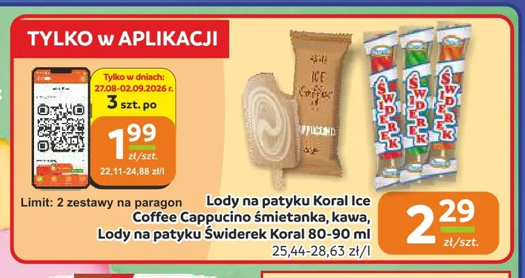 Lody na patyku Świderek promocja w Gama