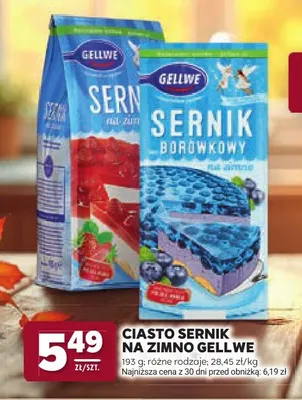 Ciasto sernik borówkowy na zimno Gellwe promocja w Stokrotka