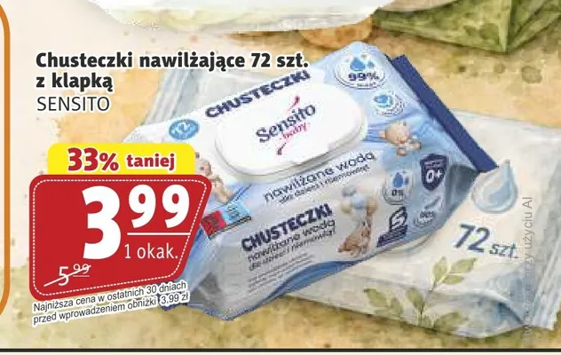 Chusteczki nawilżane z klapką Sensito promocja w Prim Market