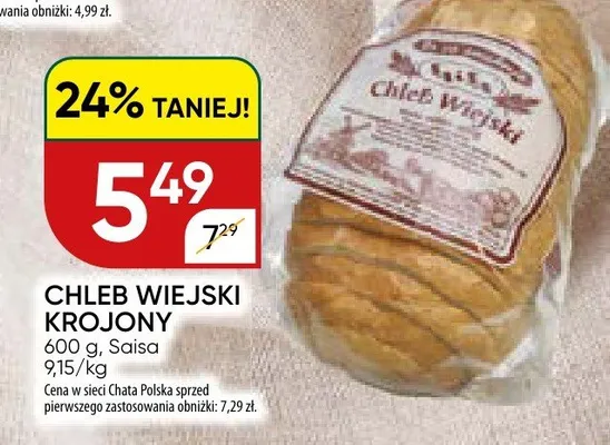 Chleb wiejski krojony Saisa promocja w Chata Polska