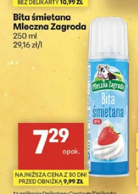 Bita śmietana spray Mleczna Zagroda promocja w Delikatesy Centrum