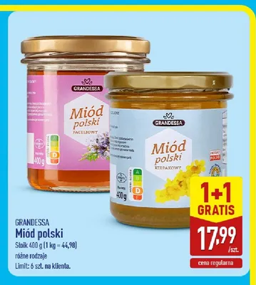 Miód polski faceliowy Grandessa promocja w Aldi