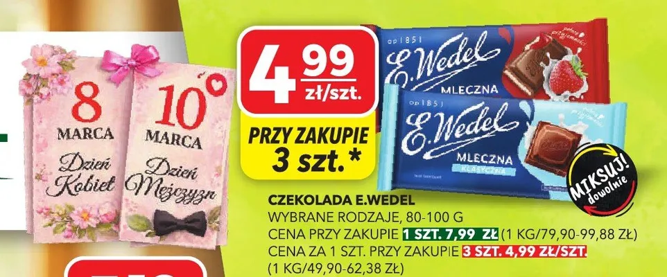 Czekolada mleczna, różne rodzaje promocja w Top Market
