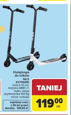 Hulajnoga do trików NILS EXTREME koła ø 10cm, łożyska ABEC-7, maks. waga użytkownika 100kg promocja w Carrefour