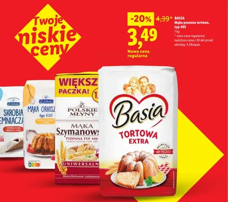 Mąka pszenna tortowa typ 405 Basia promocja w Lidl