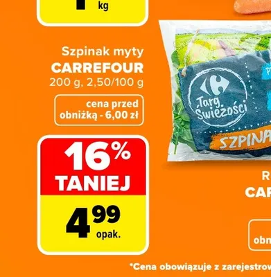 Szpinak myty Carrefour promocja w Carrefour Market