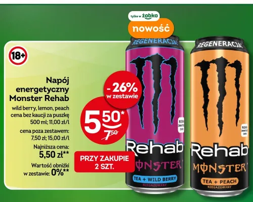 Napój energetyczny Monster Rehab Peach promocja w Żabka