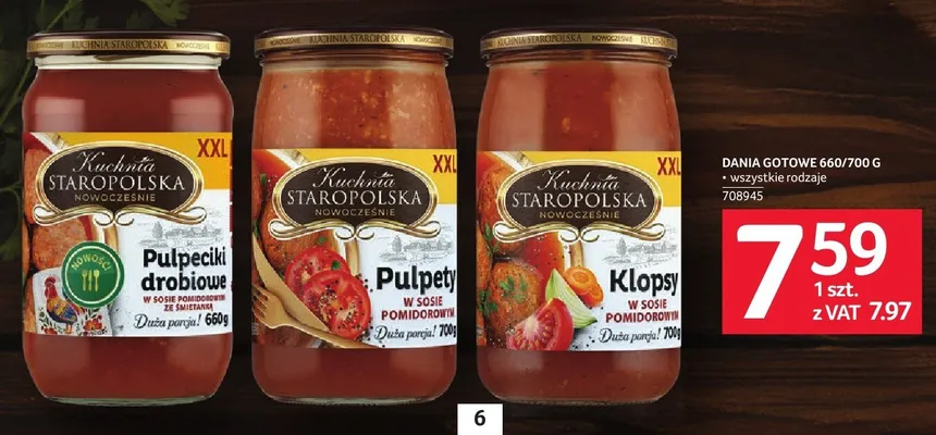 Danie gotowe Klopsy w sosie pomidorowym Kuchnia Staropolska promocja w Selgros