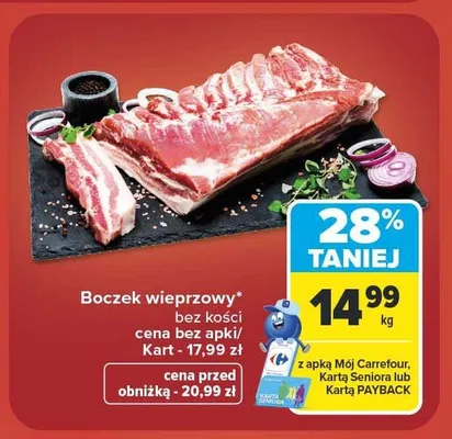 Boczek wieprzowy bez kości promocja w Carrefour Market