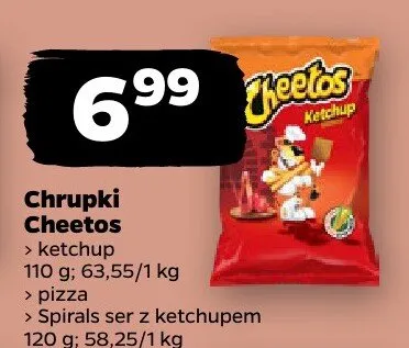Chrupki Cheetos ketchup 110g, pizza 120g, ser z ketchupem 120g promocja w Netto